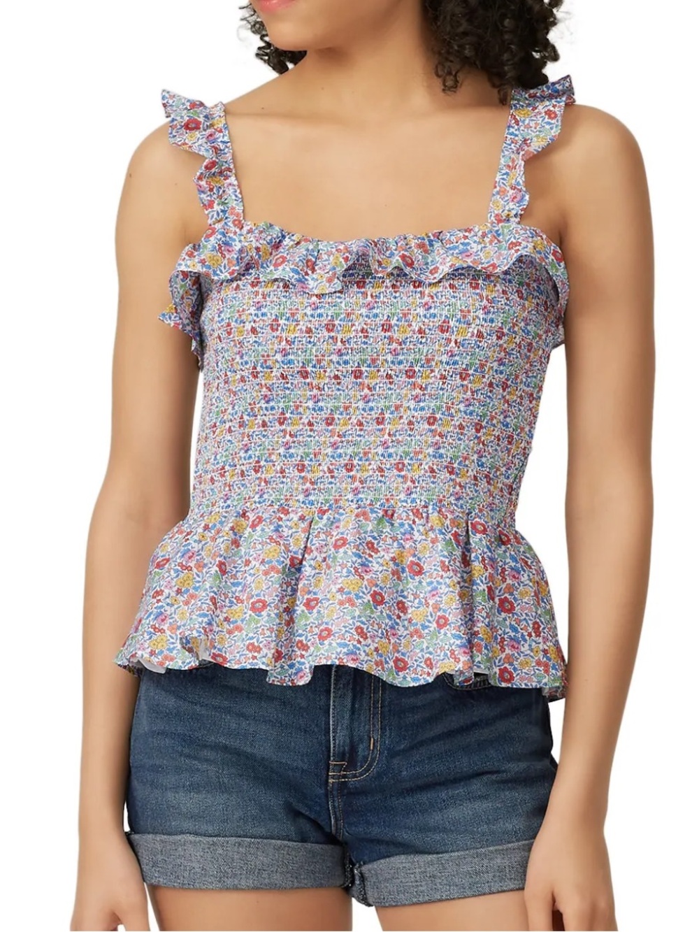 J. Crew Floral Smocked Ruffle Tank - Picture 8 of 12
